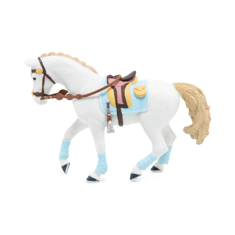Figurine Cheval de la cavalière fashion bleue