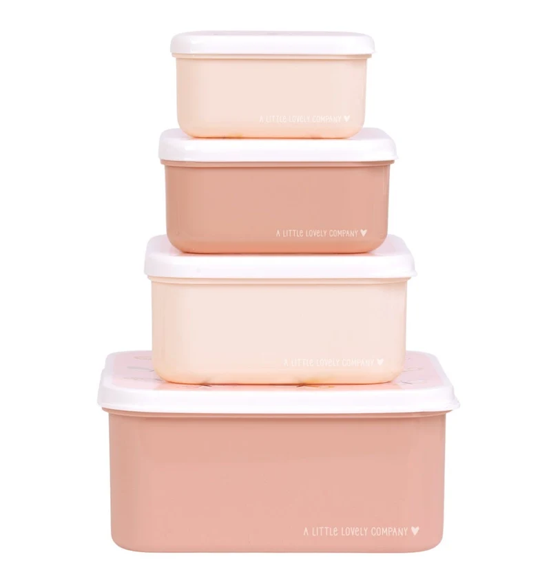 Lot de 4 boîtes repas et goûter - Papillons
