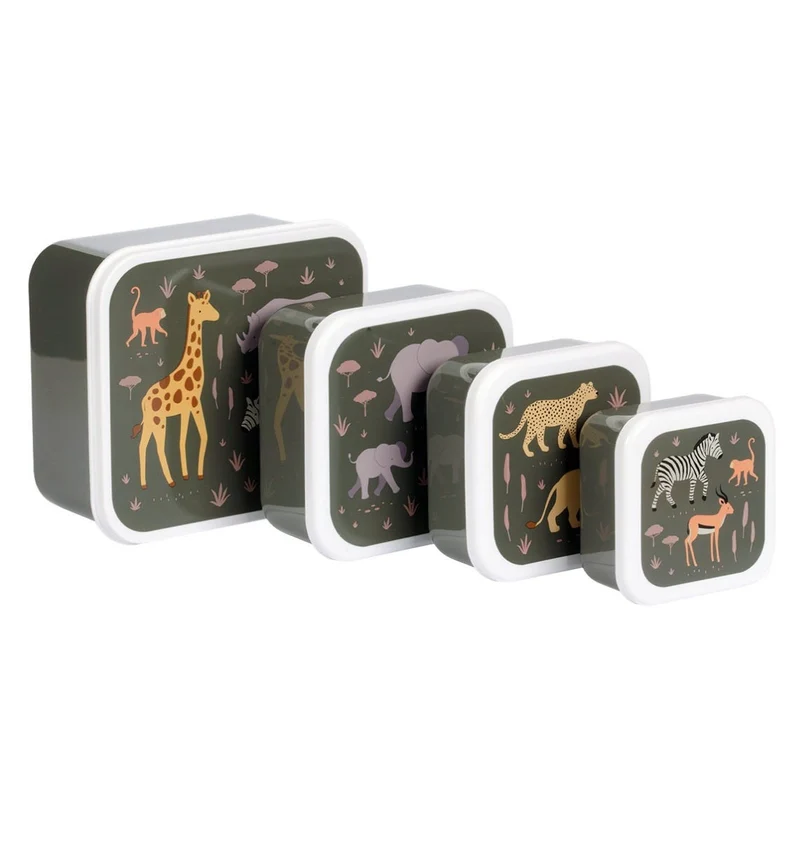 Lot de 4 boîtes repas et goûter - Savane