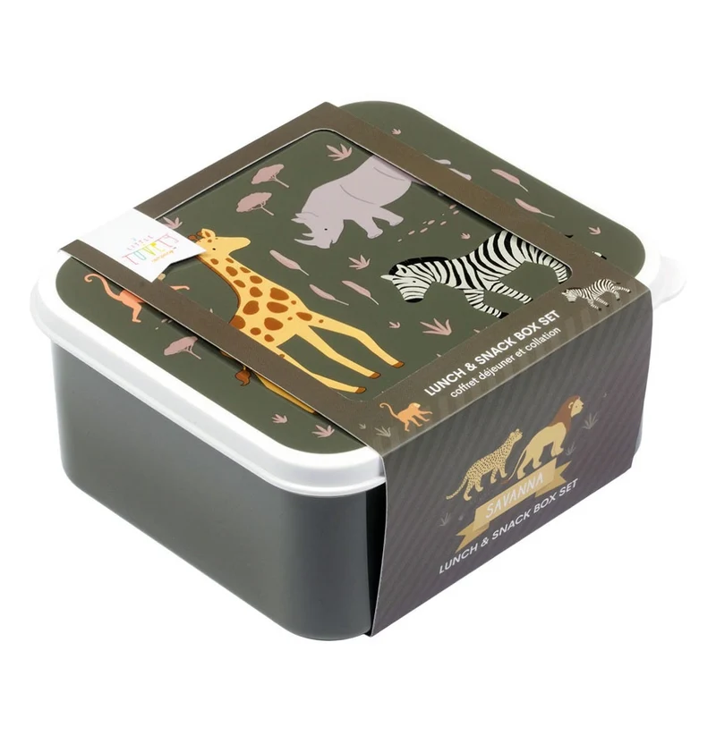 Lot de 4 boîtes repas et goûter - Savane