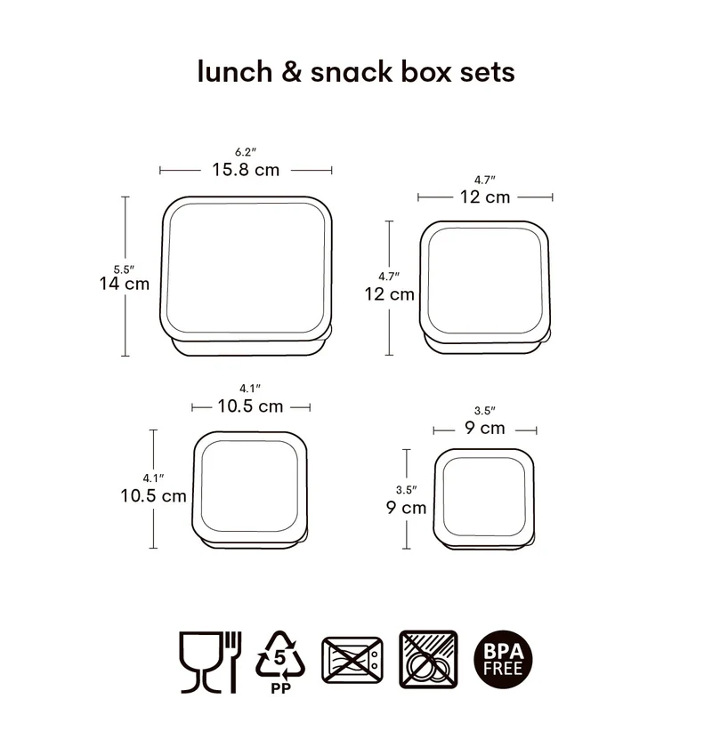Lot de 4 boîtes repas et goûter - Savane