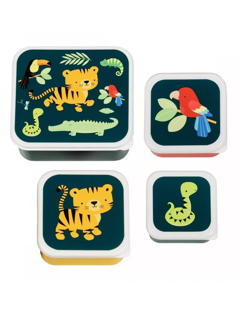 Lot de 4 Boîtes Repas et Goûter - Tigre
