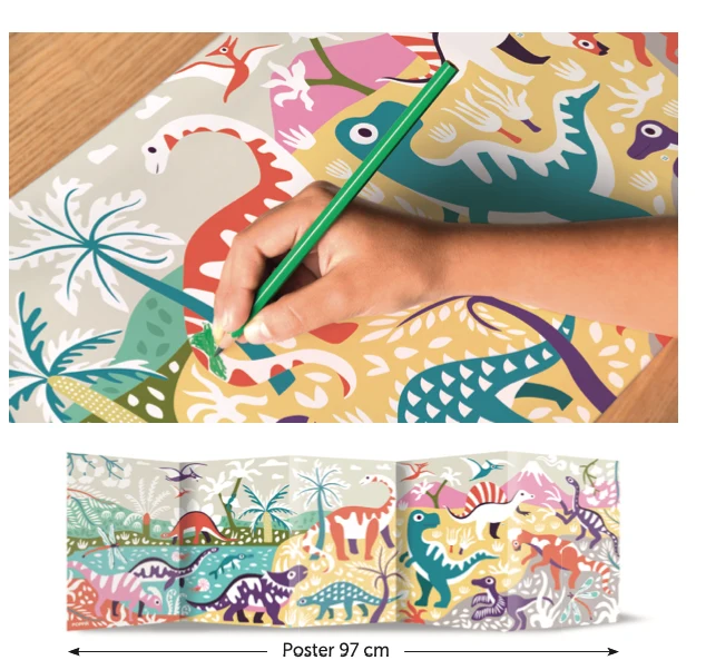 Panorama à colorier Dinosaures